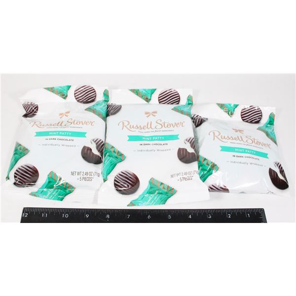THREE BAGS RUSSELL STOVER MINT PATTY IN DARK