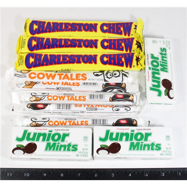 BAG OF JUNIOR MINTS COW TALES AND CHARLESTON