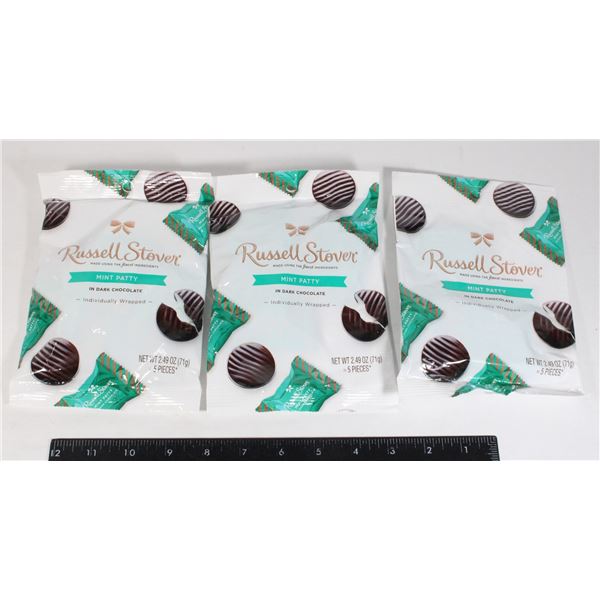 THREE BAGS OF RUSSEL STOVER MINT PATTY