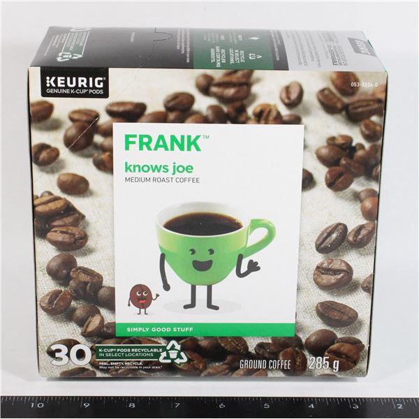 30 PACK FRANK MEDIUM ROAST COFFEE K CUPS