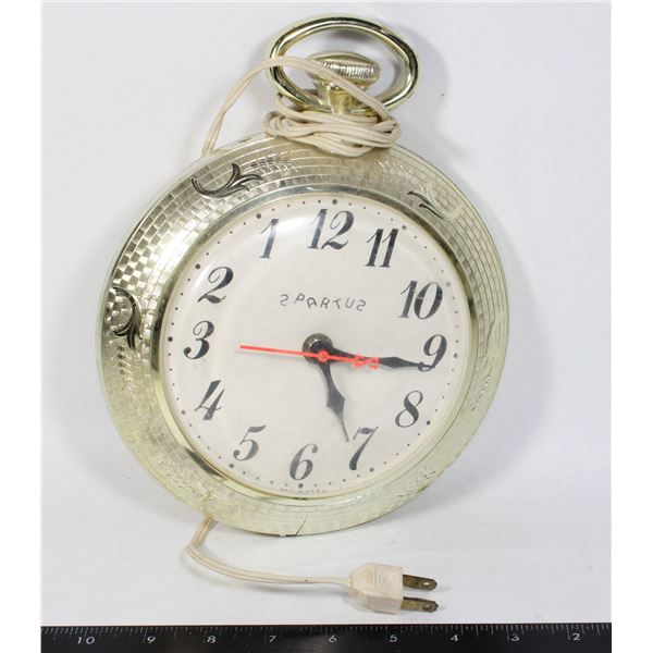 VINTAGE ELECTRIC SPARTUS REVERSE-DIAL WALL CLOCK