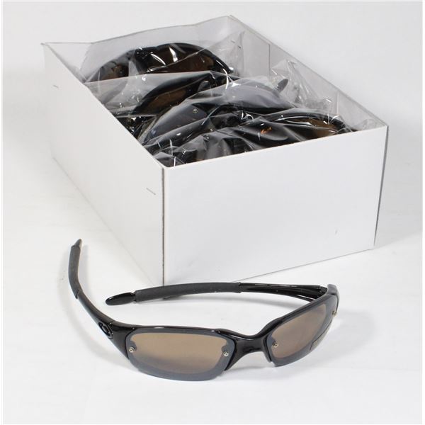 12 PAIRS NEW SUNGLASSES - BLACK WITH BROWN LENS