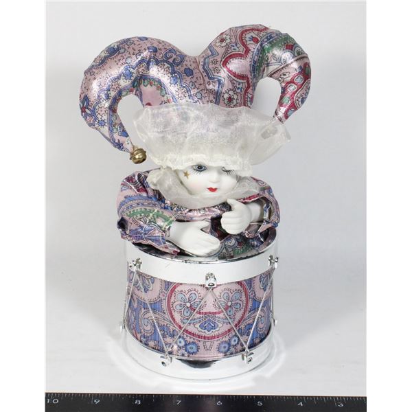 VINTAGE PORCELAIN JESTER MUSIC BOX