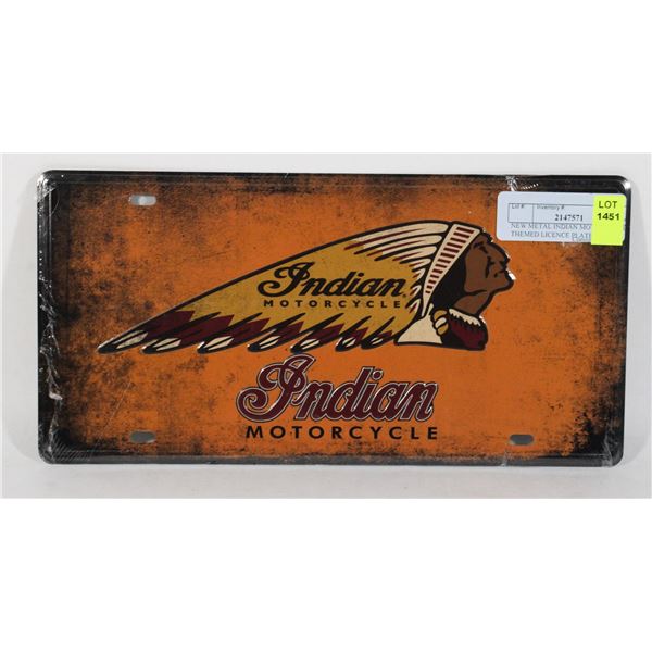NEW METAL INDIAN MOTORCYCLE THEMED LICENCE PLATE