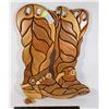 Image 1 : HANDMADE WOODEN COWBOY BOOTS WALL MOUNTABLE