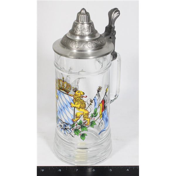 GERMAN BEER STEIN WITH PEWTER LID