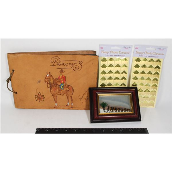 MOVING SAND FRAMED PICTURE + VINTAGE ALBUM