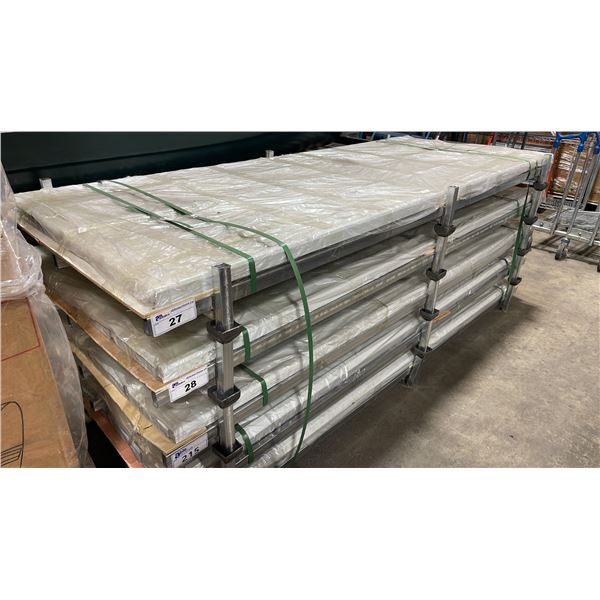 STACK OF 50 WHITE 95"L X 37"W INDUSTRIAL CORRUGATED METAL ROOF / WALL SHEETING
