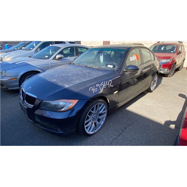 2007 BMW 328XI SUPERDUTY, 4DRSD, BLUE, VIN WBAVC935X7KX53961,
