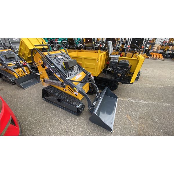 SDLANCH SDLL60 YELLOW GAS POWERED MINI STAND ON SKID STEER WITH 7" RUBBER TRACKS & TOOLBOX