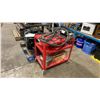 Image 1 : CENTURY AC 1/3 HP MOTOR WITH HEAT HOSE AND 3 TIER RED MOBILE CART WITH CONTENTS