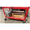 Image 5 : CENTURY AC 1/3 HP MOTOR WITH HEAT HOSE AND 3 TIER RED MOBILE CART WITH CONTENTS