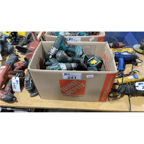 BOX OF 10 MAKITA CORDLESS DRILLS AND SAWZALL  *NO BATTERIES OR CHARGERS*