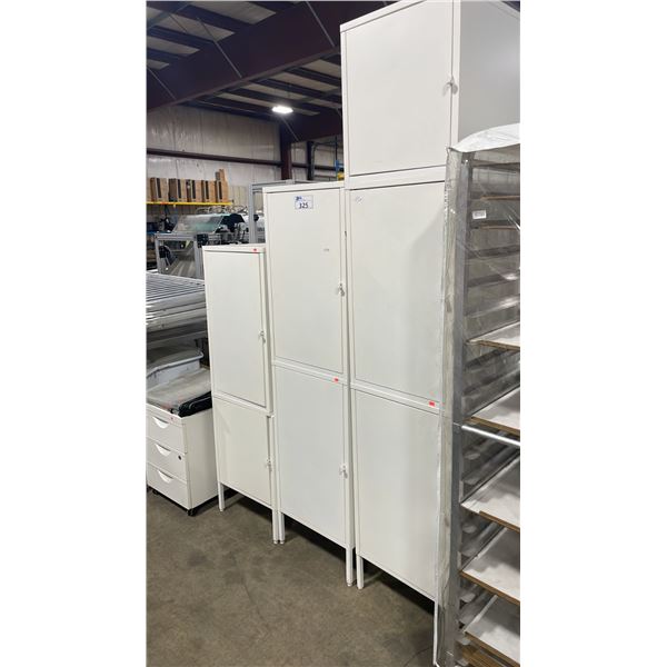 ASSORTED WHITE METAL CABINETS WITH ADJUSTABLE SHELVES