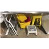 Image 1 : INDUSTRIAL MOP BUCKET, STEP LADDER AND METAL STOOLS