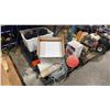 Image 1 : PALLET OF ASSORTED FISHING BUOYS, ROPE, COOLER, GAS CANISTER AND CRAB TRAP