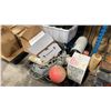 Image 2 : PALLET OF ASSORTED FISHING BUOYS, ROPE, COOLER, GAS CANISTER AND CRAB TRAP