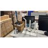 Image 1 : 2 MONITORS, APPLE KEYBOARD, CX30 DIGITAL CHECK SCANNER, 3 TABLETOP LIGHTS, VTECH PHONE AND MORE