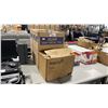 Image 1 : 2 BOXES OF ULINE DEEP METAL TINS AND 1 BOX OF JIFFY RIGI BAG MAILERS