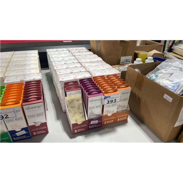 BOXES OF ASSORTED REUSABLE BEESWAX FOOD WRAP PRODUCT