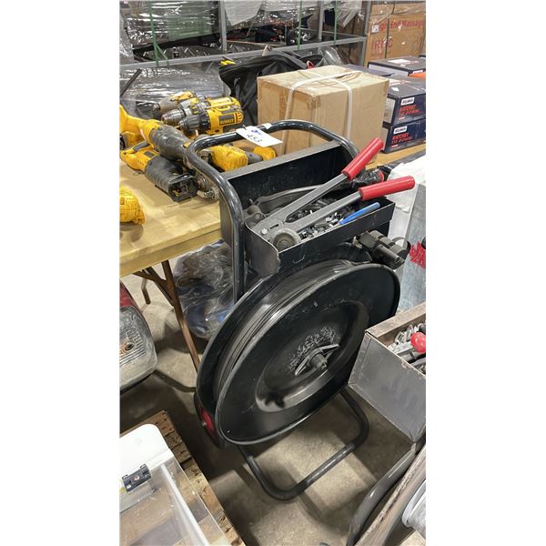 BLACK HEAVY DUTY INDUSTRIAL STRAPPING CART WITH HARDWARE