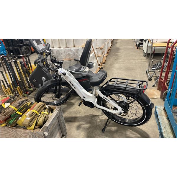 HIMIWAY ZEBRA WHITE 7 SPEED FAT TIRE FRONT SUSPENSION ELECTRIC BIKE WITH FULL DISC BRAKES