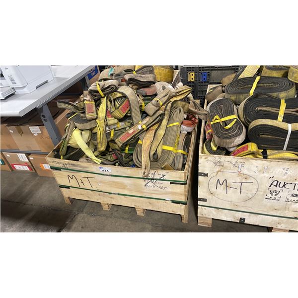 PALLET CRATE OF ASSORTED LARGE INDUSTRIAL LIFTING SLINGS *CRATE INCLUDED*