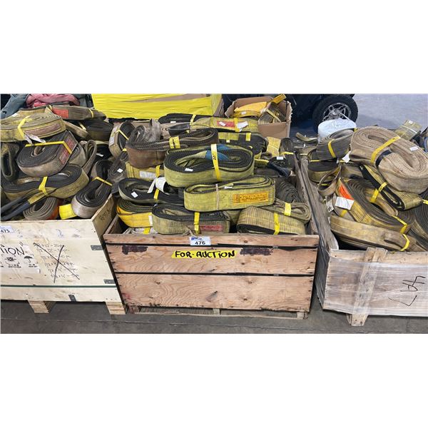 PALLET CRATE OF ASSORTED LARGE INDUSTRIAL LIFTING SLINGS *CRATE INCLUDED*