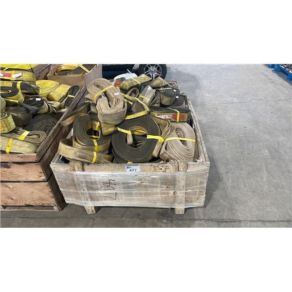 PALLET CRATE OF ASSORTED LARGE INDUSTRIAL LIFTING SLINGS *CRATE INCLUDED*