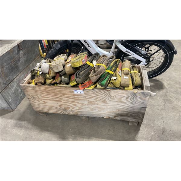 PALLET CRATE OF ASSORTED LARGE INDUSTRIAL LIFTING SLINGS *CRATE INCLUDED*