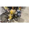 Image 2 : YELLOW GAS POWERED INDUSTRIAL MOBILE TRASH PUMP & ASSORTED LARGE TOOLS