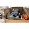Image 3 : 4 BOXES OF LIGHT BULBS, WELDING HELMETS, & ASSORTED HATS / LUNCHROOM DISHWARE ITEMS