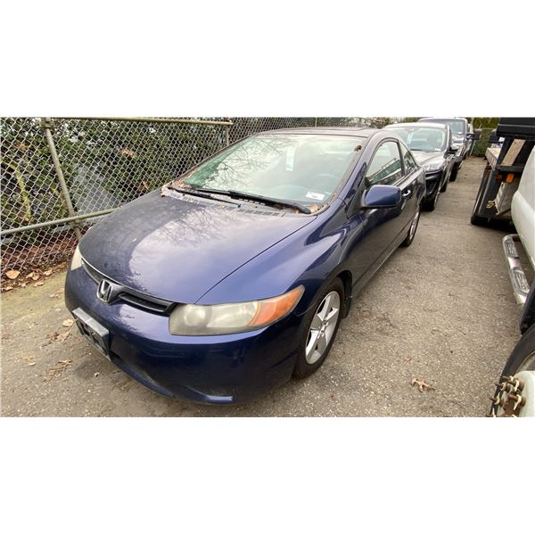 2007 HONDA CIVIC, 2DRCP, BLUE, VIN 2HGFG11877H014405,