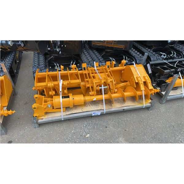 8 PCS 301 YELLOW MINI EXCAVATOR MULTI ATTACHMENT SET INCLUDING SMALL DIGGING / CLEANING BUCKETS