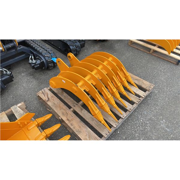 305 YELLOW INDUSTRIAL 30" EXCAVATOR RAKE ATTACHMENT