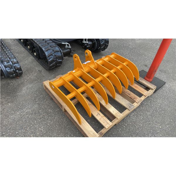 305 YELLOW INDUSTRIAL 44" EXCAVATOR RAKE ATTACHMENT