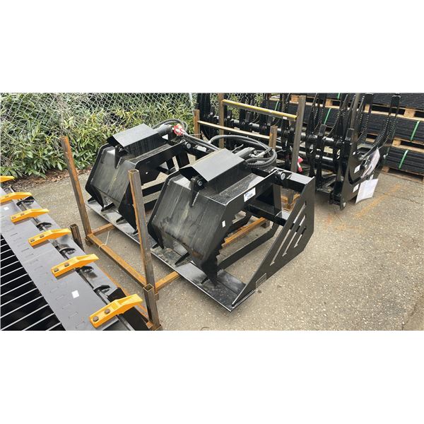 GIYI HWG72 BLACK 72" INDUSTRIAL HYDRAULIC SKID STEER HOLLOW WOOD GRABBER ATTACHMENT