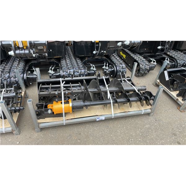 8 PCS BLACK / YELLOW MINI EXCAVATOR MULTI ATTACHMENT SET INCLUDING SMALL DIGGING / CLEANING BUCKETS