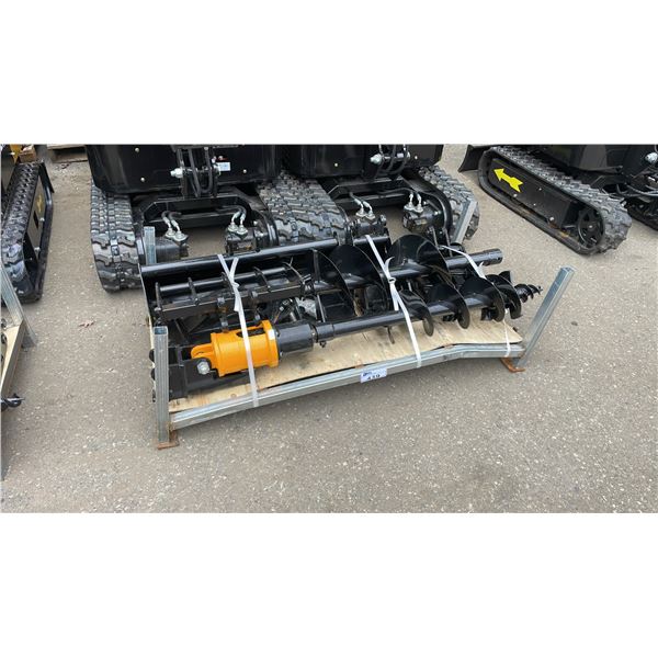 8 PCS BLACK / YELLOW MINI EXCAVATOR MULTI ATTACHMENT SET INCLUDING SMALL DIGGING / CLEANING BUCKETS