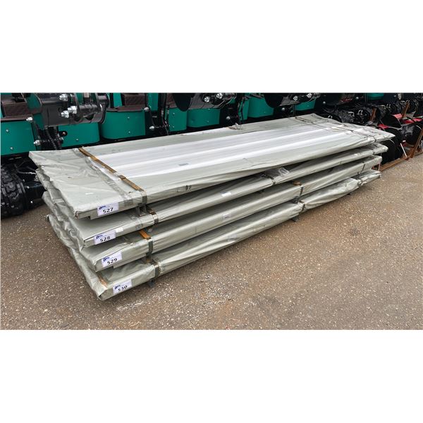 STACK OF 50 WHITE 95"L X 37"W INDUSTRIAL CORRUGATED METAL ROOF / WALL SHEETING
