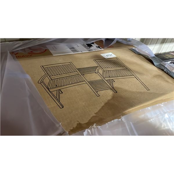 TWO CHAIRS AND TABLE OUTDOOR PATIO SET IN BROWN PATINA  *1 SET (3PCS)*