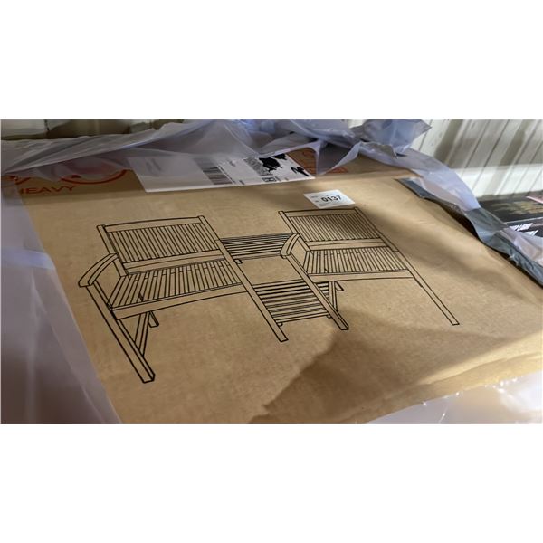 TWO CHAIRS AND TABLE OUTDOOR PATIO SET IN BROWN PATINA  *1 SET (3PCS)*