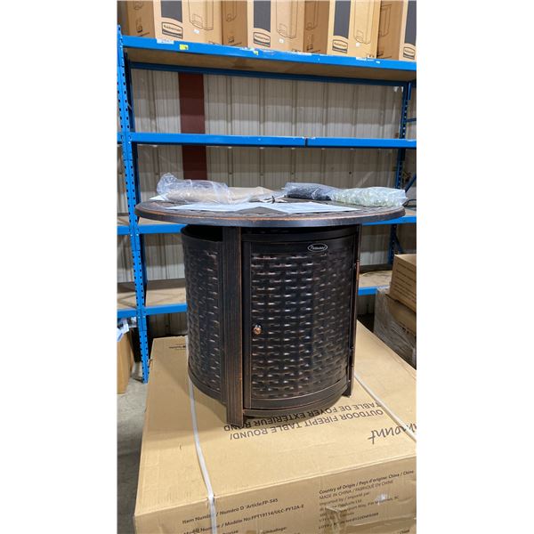 PARAMOUNT FP-545 BRONZE CAST ALUMINUM ROUND PROPANE OUTDOOR FIRE TABLE WITH CONVERTIBLE BURNER