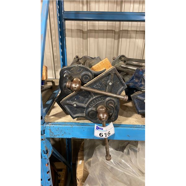 2 BLUE RECORD WOOD CLAMP HEAVY DUTY INDUSTRIAL UNDER TABLE BENCH VISE