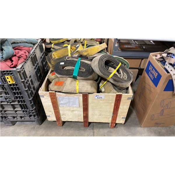 PALLET CRATE OF ASSORTED INDUSTRIAL LIFTING SLINGS *PALLET CRATE INCLUDED*