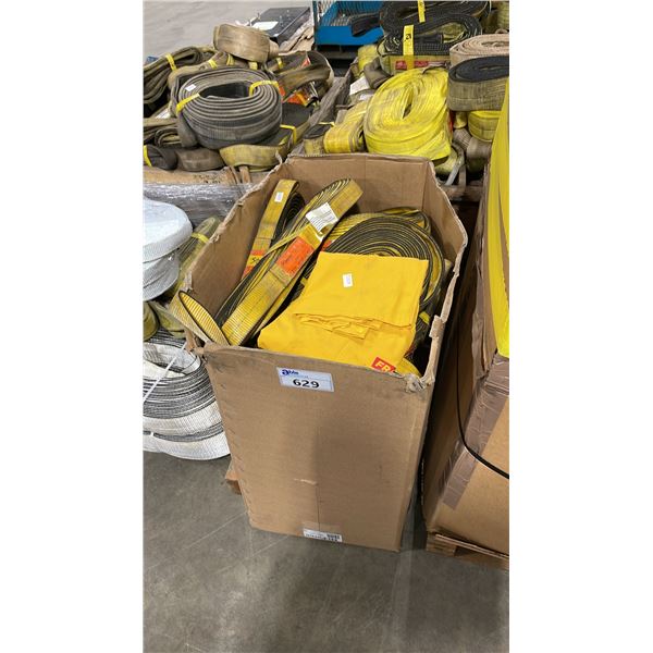LARGE BOX OF ASSORTED INDUSTRIAL LIFTING SLINGS