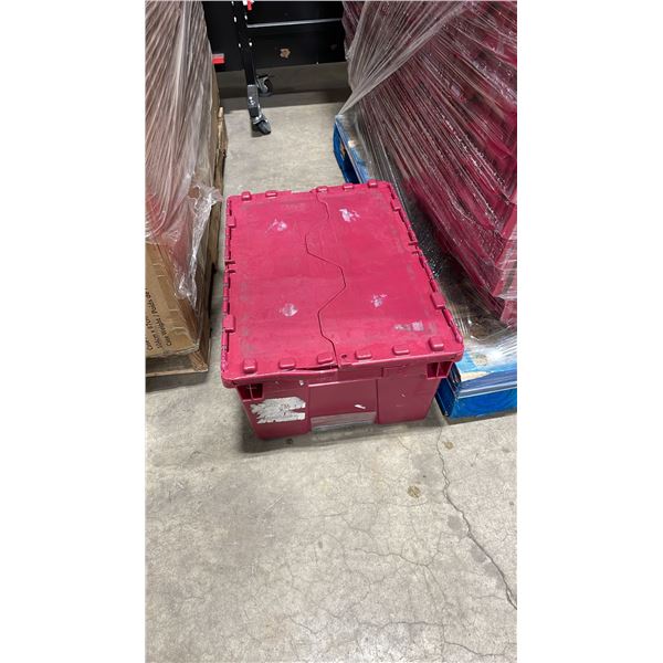 50 COMMERCIAL STACKING RED HINGED LID STORAGE TOTES
