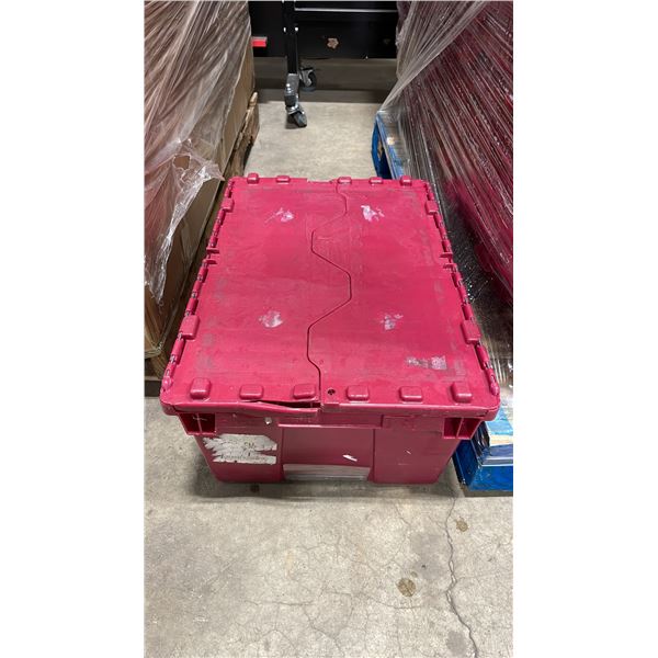 50 COMMERCIAL STACKING RED HINGED LID STORAGE TOTES
