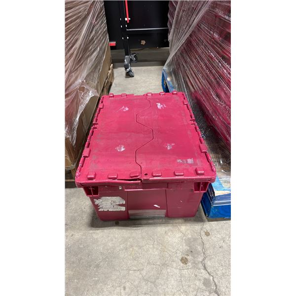 50 COMMERCIAL STACKING RED HINGED LID STORAGE TOTES