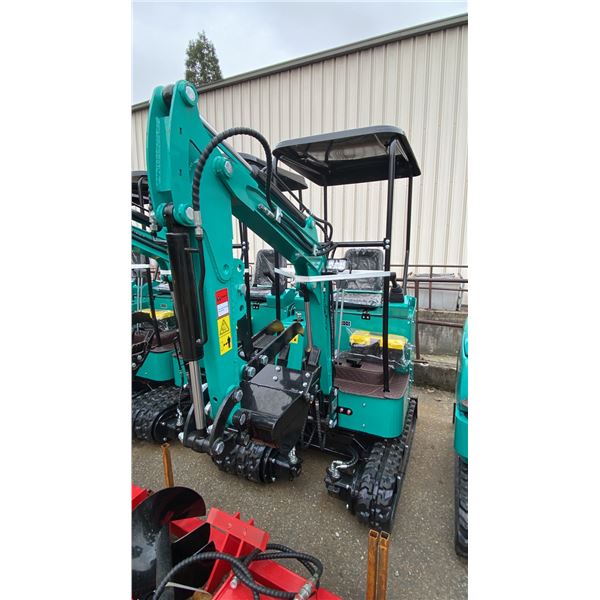 CGF INDUSTRIAL H15R TEAL GAS POWERED RUBBER TRACK MINI EXCAVATOR WITH ATTACHED